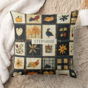 Rustieke herfst quiltpatroon Boerderij patchwork Kussen