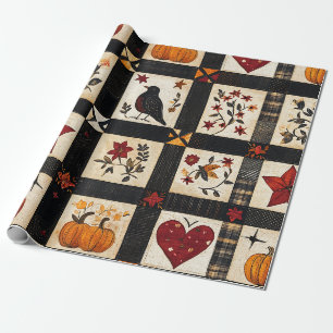 rustieke Herfst quiltpatroon   lappendeken Cadeaupapier