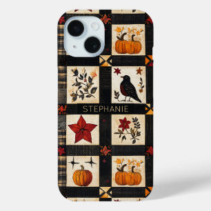 rustieke Herfst quiltpatroon lappendeken iPhone 15 Case