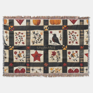rustieke Herfst quiltpatroon lappendeken Deken