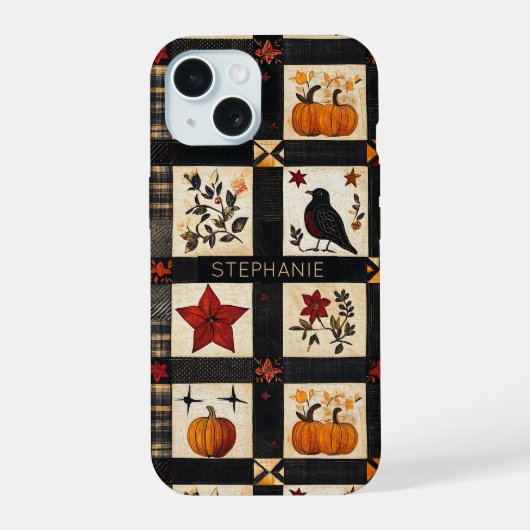 rustieke Herfst quiltpatroon | lappendeken iPhone 15 Case (Achterkant)
