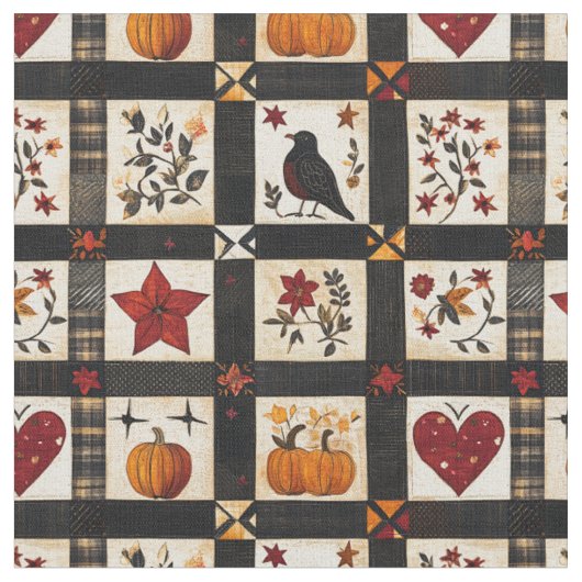 rustieke Herfst quiltpatroon | lappendeken Stof (Close Up)