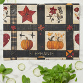 rustieke Herfst quiltpatroon | lappendeken Theedoek (Gevouwen)