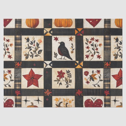 rustieke Herfst quiltpatroon | lappendeken Tissuepapier (Voorkant)
