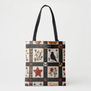 rustieke Herfst quiltpatroon lappendeken Tote Bag