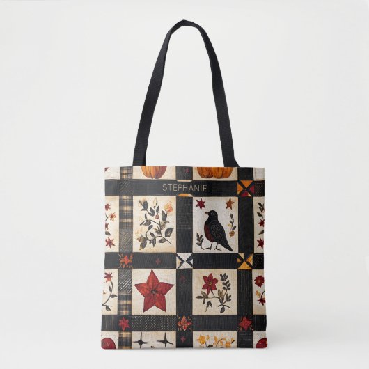 rustieke Herfst quiltpatroon | lappendeken Tote Bag (Voorkant)