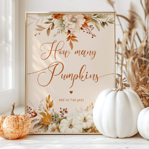 Rustieke herfst raden hoeveel pompoenen baby showe poster