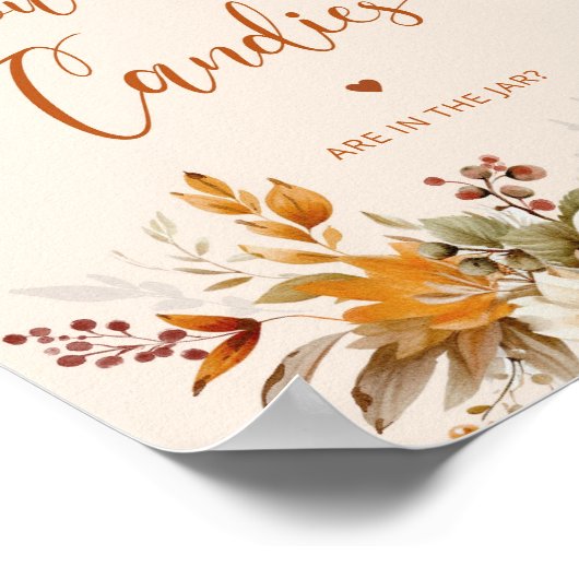 Rustieke herfst raden hoeveel snoepjes baby shower poster (Hoek)