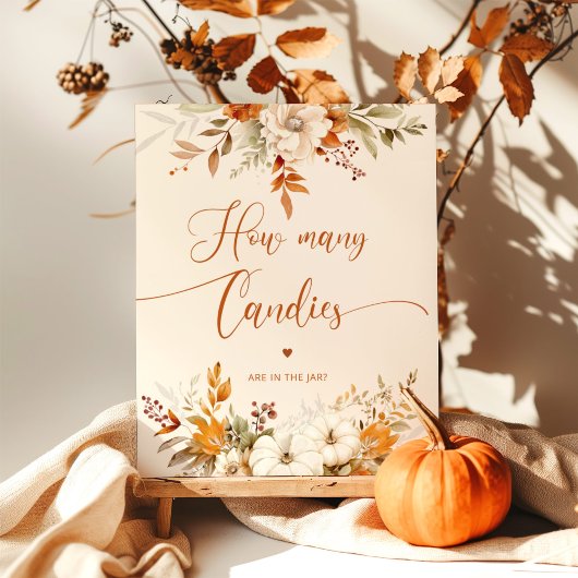 Rustieke herfst raden hoeveel snoepjes baby shower poster