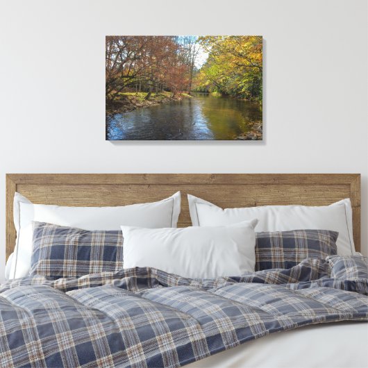 Rustieke Herfst River Serene Natuur Landschapsfoto Canvas Afdruk (Insitu (Slaapkamer))