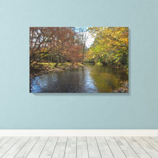 Rustieke Herfst River Serene Natuur Landschapsfoto Canvas Afdruk (Insitu (Houten vloer))