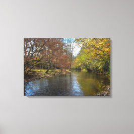 Rustieke Herfst River Serene Natuur Landschapsfoto Canvas Afdruk