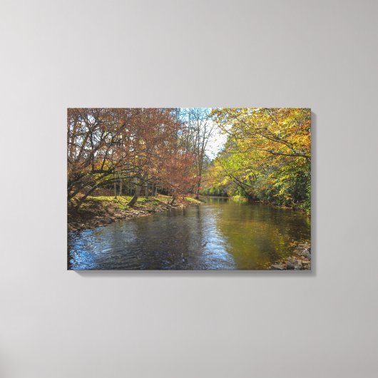 Rustieke Herfst River Serene Natuur Landschapsfoto Canvas Afdruk (Voorkant)