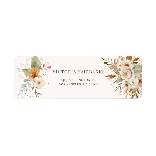 Rustieke herfst Rozen Botanisch Etiket (Voorkant)