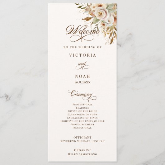 Rustieke herfst Rozen Botanisch Programmakaart (Voorkant)