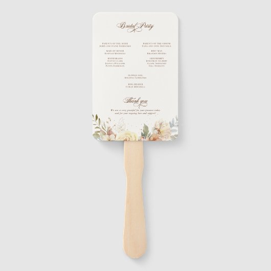 Rustieke herfst Rozen Botanische programma Handwaaier (Achterkant)