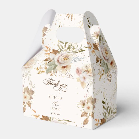 Rustieke herfst Rozen Botanische Script Bedankdoosjes (Voorkant Zijde)