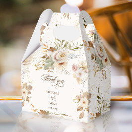 Rustieke herfst Rozen Botanische Script Bedankdoosjes