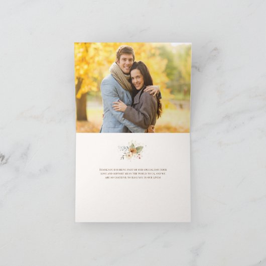 Rustieke herfst Rozen Botanische Script Bedankkaart (Binnen)