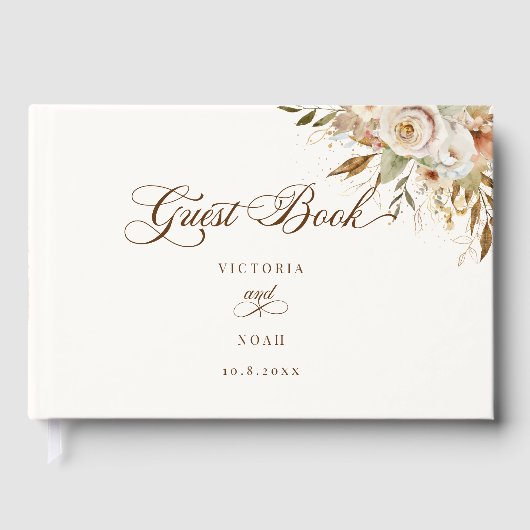 Rustieke herfst Rozen Botanische Script Gastenboek (Voorkant)