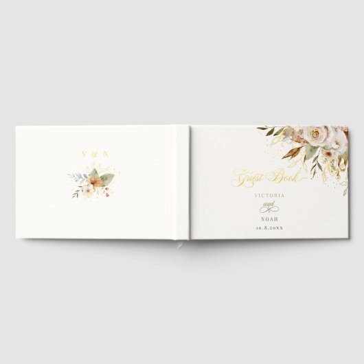 Rustieke herfst Rozen Botanische Script Gastenboek (Volledig)