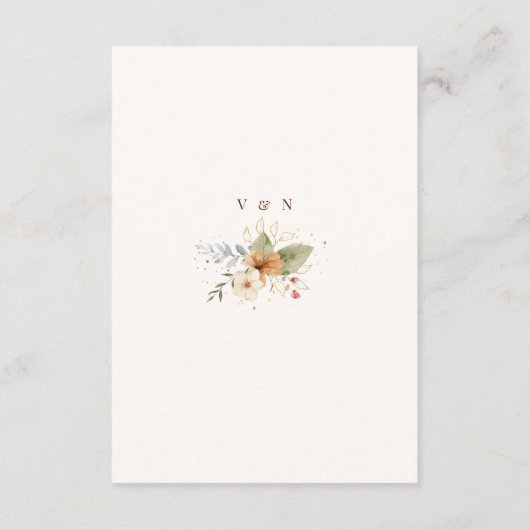 Rustieke herfst Rozen Botanische Script Informatiekaartje (Achterkant)