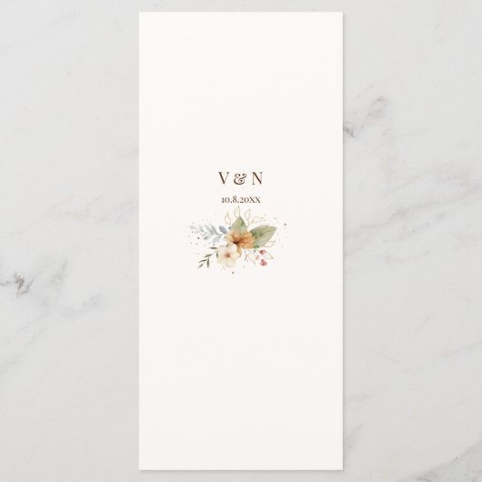 Rustieke herfst Rozen Botanische Script Menu (Achterkant)