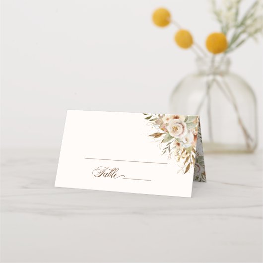 Rustieke herfst Rozen Botanische Script Plaatskaartje (Achterkant)