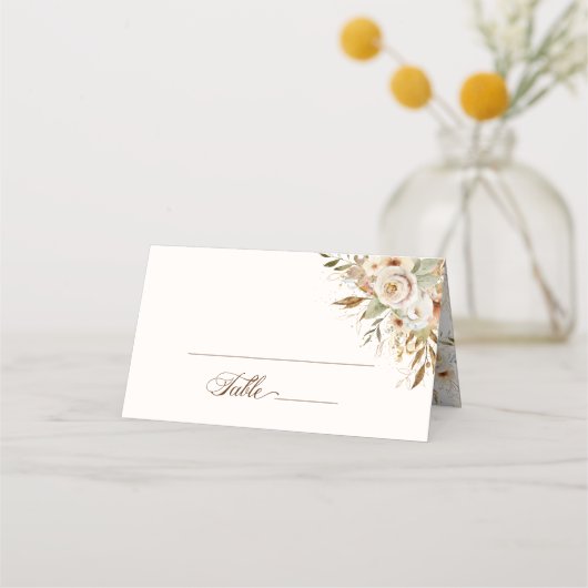 Rustieke herfst Rozen Botanische Script Plaatskaartje (Voorkant)