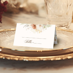 Rustieke herfst Rozen Botanische Script Plaatskaartje