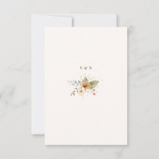 Rustieke herfst Rozen Botanische Script RSVP Kaartje (Achterkant)