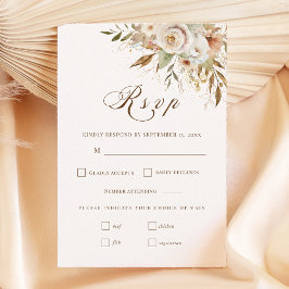 Rustieke herfst Rozen Botanische Script RSVP Kaartje