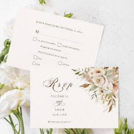 Rustieke herfst Rozen Botanische Script RSVP Kaartje