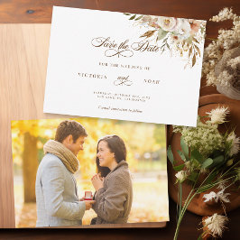 Rustieke herfst Rozen Botanische Script Save The Date
