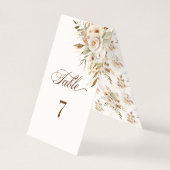 Rustieke Herfst Rozen Botanische Script Tafelnumme Kaart (Achterkant)
