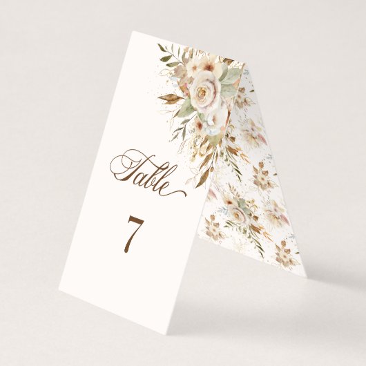 Rustieke Herfst Rozen Botanische Script Tafelnumme Kaart (Achterkant)