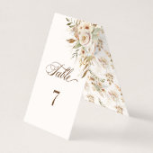 Rustieke Herfst Rozen Botanische Script Tafelnumme Kaart (Voorkant)