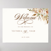 Rustieke herfst Rozen Botanische Script Welkom Poster (Voorkant)