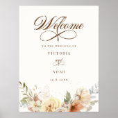 Rustieke herfst Rozen Botanische Script Welkom Poster (Voorkant)