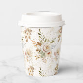 Rustieke herfst Rozen Waterverf Botanisch Papieren Bekers (Achterkant)