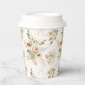 Rustieke herfst Rozen Waterverf Botanisch Papieren Bekers (Voorkant)