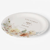 Rustieke herfst Rozen Waterverf Botanisch Papieren Bordje (Gekanteld)