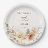 Rustieke herfst Rozen Waterverf Botanisch Papieren Bordje (Voorkant)