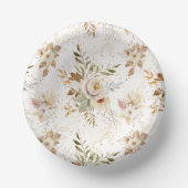 Rustieke herfst Rozen Waterverf Botanisch Papieren Kommen (Voorkant)