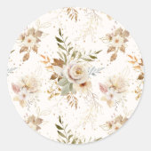 Rustieke herfst Rozen Waterverf Botanisch Ronde Sticker (Voorkant)