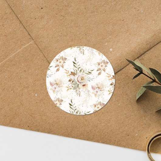 Rustieke herfst Rozen Waterverf Botanisch Ronde Sticker