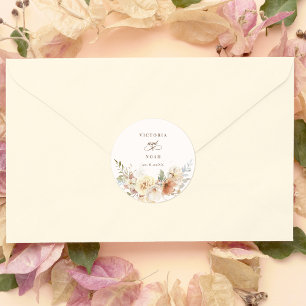 Rustieke herfst Rozen Waterverf Botanisch Ronde Sticker