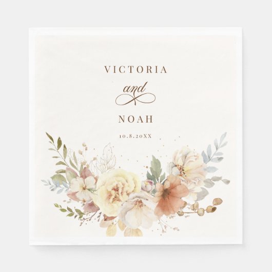 Rustieke herfst Rozen Waterverf Botanisch Servet (Voorkant)