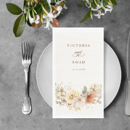 Rustieke herfst Rozen Waterverf Botanisch Servet