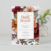 Rustieke Herfst Rust & Bourgondië Floral Bridal Br Folie Uitnodiging (Staand Voorkant)